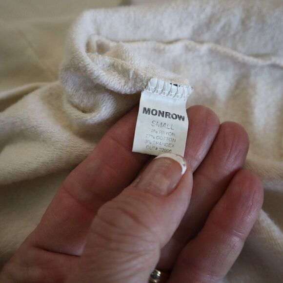 Monrow Women's Sz S Beige/Cream Twisty Neck Cutout Detail L/S Mini Dress - Picture 5 of 7